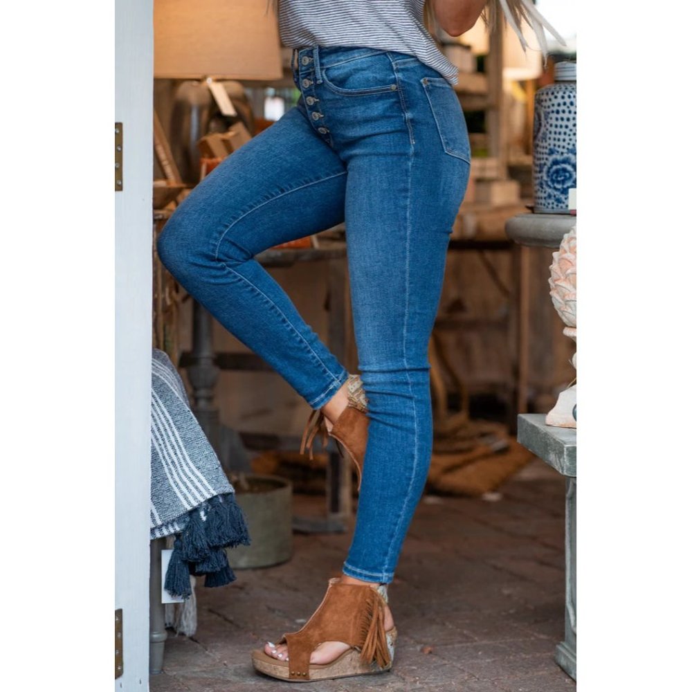 Judy Blue High Rise Button Fly Jeans - Picture 2 of 4